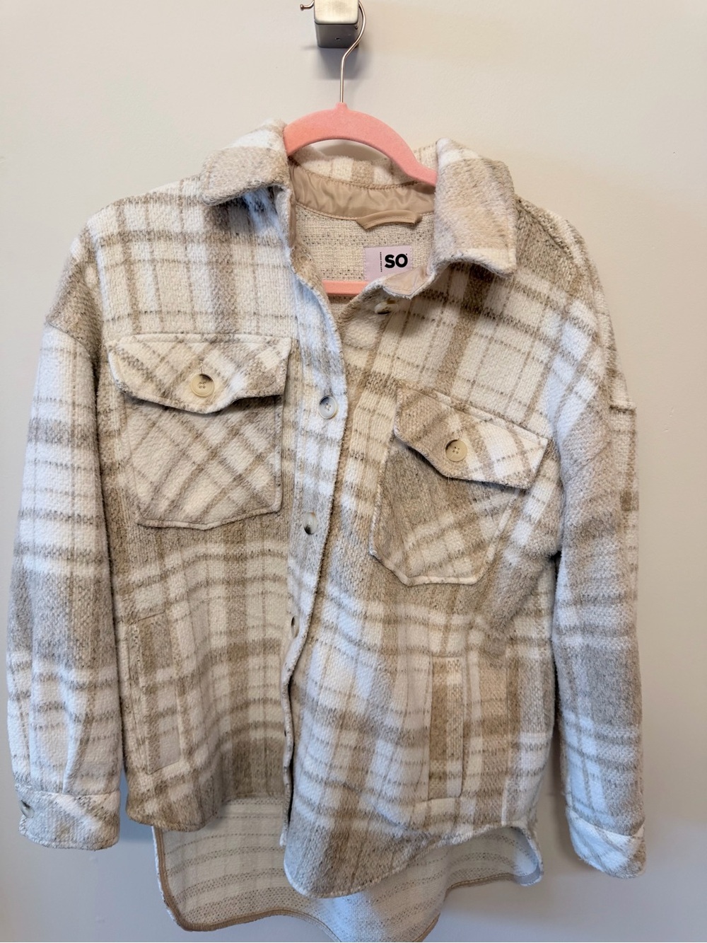 Neutral Plaid Oversized Shacket